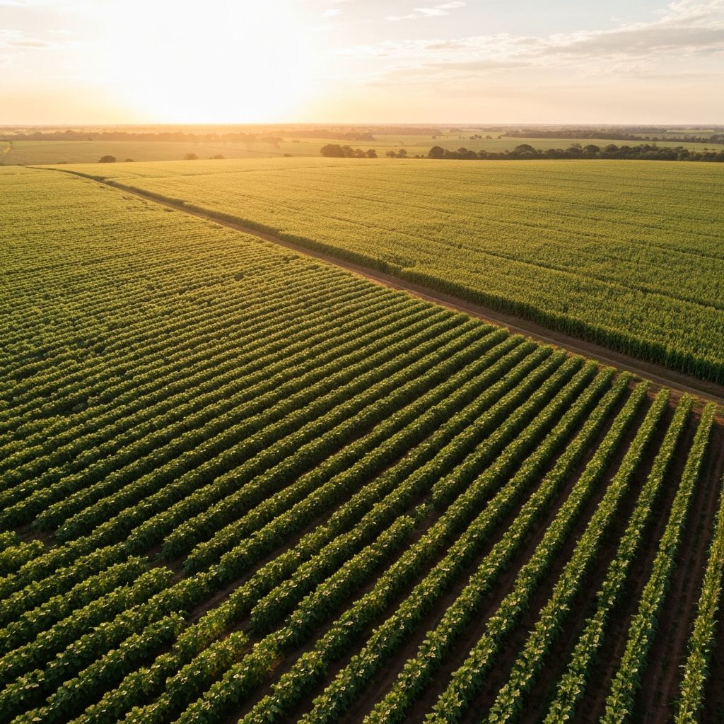 Campo agrícola com tecnologia